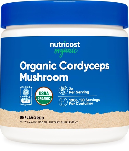 [BRSWGBI7CAIBY3D5] Nutricost Organic Cordyceps Powder 100 Grams - USDA Certified Organic, Non-GMO, Gluten Free