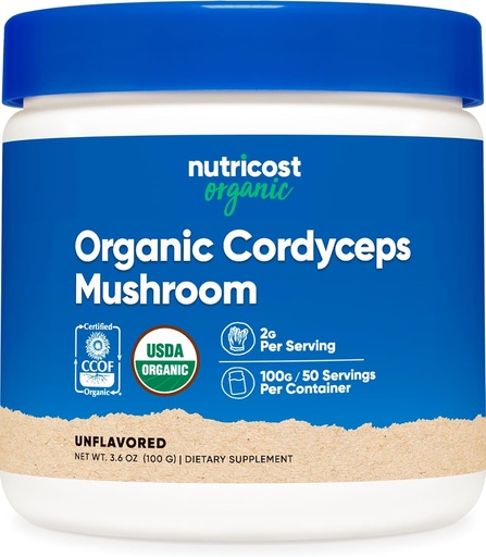 [BRSWGBI7CAIBY3D5] Nutricost Organic Cordyceps Pulber 100 Grams - USDA Certified Organic, Non-GMO, Gluteenivaba