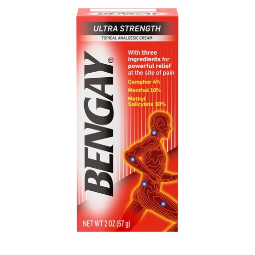 [BRSWIH3ZBVYBA2TG] Bengay Ultra Strength Bengay Topical Pain Relief Cream, Non-Greasy Topical Analgesic for Minor Arthritis, Muscle, Joint, and Back Pain, Camphor, Menthol & Methyl Salicylate, 2 oz