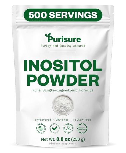 [BRSWKHDZC56BODY3] Purisure Inositol Powder, 250g, Fertility, Hormonal Balance and Ovarian Support, Pure Powder, Inositol Supplement to Support Energy and Brain Wellness, Vegan, Non-GMO, 500 Servings