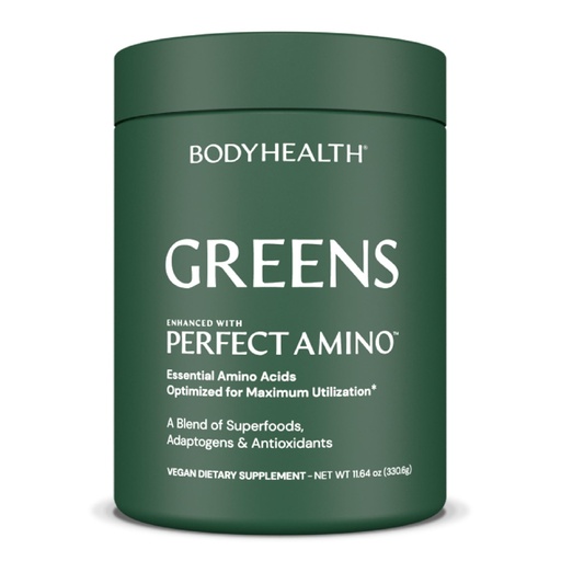 [BRSW2CQ7BEPGC3T3] BodyHealth Perfect Greens Formula (30 Svgs) Daily Superfood Green Apple Smoothie Powder with Vegetables, Fruit, Antioxidants, Prebiotics, Probiotics, Fiber, and PerfectAmino Protein