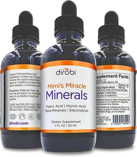 [BRSWKGABCN6RK3LG] Dirobi Mimi imemineraalid Fulvic Acid Humic Acid - Mineral Blend Drops Supplement, Vedeljälje mineraalid 70 Ionic Minerals - Orgaaniline Taim Tuletatud (4 oz 120 päeva tarne)...