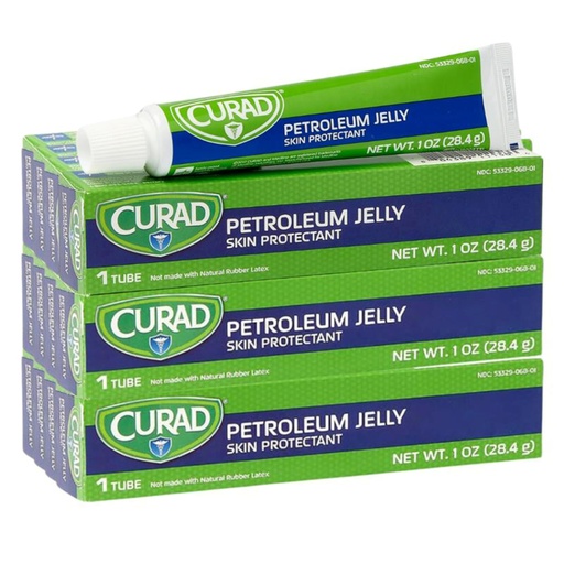 [BRSWIZYPAQCR62IV] CURAD Petroleum Jelly Skin Protectant, Ointment for Dry Cracked Skin, 1 oz Tube (12 Pack)