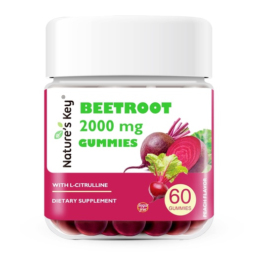 [BRSRGFLQOACBQCI4] Nature's Key Beet Root Gummies-NO Sugar 60 Count Beets Root Extract with Hawthorn Extract and L-Citrulline, Beet Gummies|Superfood|Supplement Vegan, Non-GMO, and Gluten Free