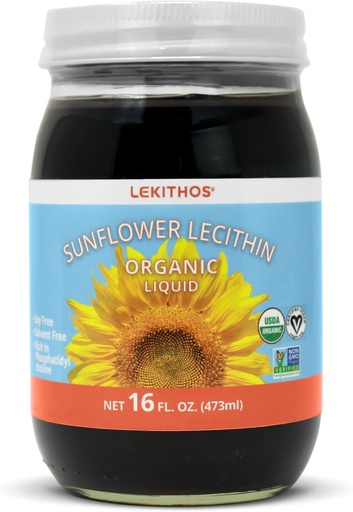 [BRSWGFD5OYBAGHIY] Organic Auringonkukka Lesitiini Liquid - 16 fl oz - Certified USDA Organic - Cold Pressed (Solvent Free) - Ei-GMO-projekti todennettu