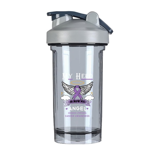 [BRSRAAYFBUPRA2Y7] My Hero Is Now My Angel Hodgkin lymphoma 18 Ounce Shaker Bottle Drink Mixer Leak-proof Pre Workout Protein Shakes Meal Replacement Shakes Bottles 500ML/18 Oz Gray&-ds5-2-2