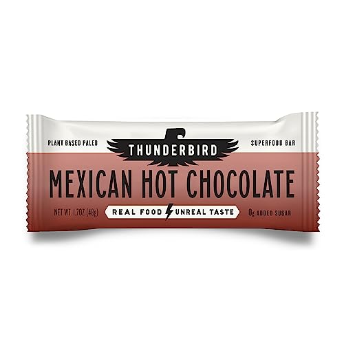 [BRSROZICO54GKYAZ] Thunderbird Bars Energy Snack, Gluten-Free with Protein, Healthy Real Food, Vegan Paleo Non-GMO, No Added Sugar, Mexican Hot Chocolate Flavor (12 Count, 1.7 oz. Bars)