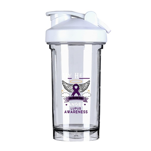 [BRSRAAYFBUPWGETX] My Hero Is Now My Angel Lupus Awareness 18 Ounce Shaker Bottle Drink Mixer Leak-proof Pre Workout Protein Shakes Meal Replacement Shakes Bottles 500ML/18 Oz White&-ds5-2-2