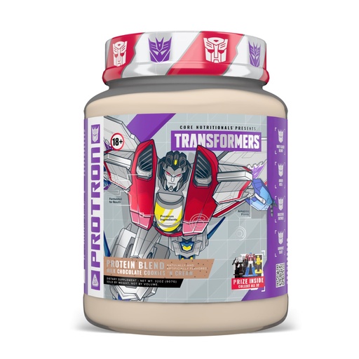[BRSREBLYA4HWYHTU] Core Nutritionals Transformers Protron Protein | Whey + Casein Blend | MCTs & Digestive Enzymes | 25g Protein | Free Prize Inside - Starscream | 2 Pound (Milk Chocolate Cookie 'N Cream)