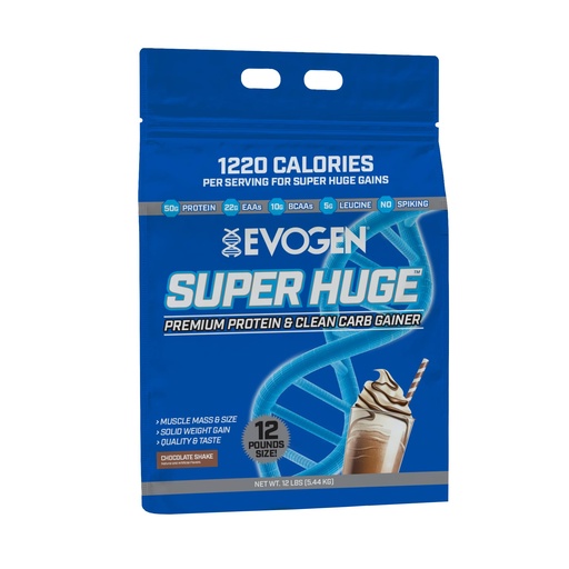 [BRSW2AACA4MQE2DG] Evogen Super Huge Mass Gainer Protein Powder | 50g Protein, Chocolate Shake | High Calorie Weight Gainer for Men & Women with Carbs & Nutrients | Strength & Weight Gain Support