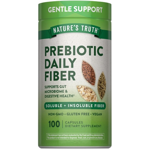 [BRSRGZD3C4JRYHT2] Nature's Truth Prebiotic Fiber Supplement Capsules | 100 Count | for Digestive Health | with Organic Flax Seed & Fennel Seed | Vegan, Non-GMO & Gluten Free