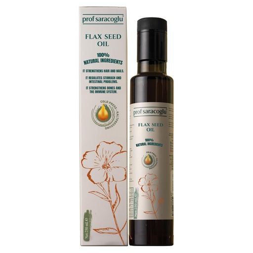 [BRSROYDQCANGO3LK] Prof Saracoglu Flaxseed Oil – Cold Pressed, Solvent-Free Flax Seed Oil in Glass Bottle | Plant-Based Omega 3 with Lignans | Vegan, Non-GMO | Hair, Skin & Wellness | 8.45 fl oz