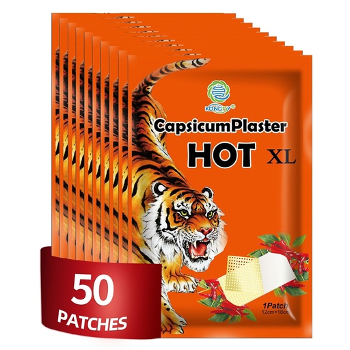 [BRSROYAKBMJRSFIY] KONGDY 50pcs Hot Capsaicin Patches, 4.72"x7.08" Extra Strength Tiger Patches, Heat Capsicum Patch for Relieving Back, Nack, Shoulder, Knee