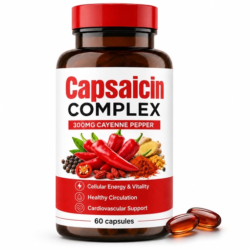 [BRSRYZAPCJ7QEFDX] Capsaicin Softgels, Cayenne Pepper Extract 300mg with CoQ10, Turmeric, Vitamin D3 & K2, Beetroot Powder, Hawthorn Berry & Garlic Oil, 60 Softgels