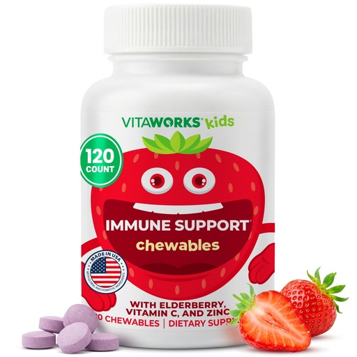 [BRSRMBQPCINBYFDB] Kids Elderberry With Zinc and Vitamin C - Immune Support Supplement Chewable Tablets - Tasty Natural Mixed Berry Flavor - Vegan, Vegetarian, Gluten Free, Non-GMO, for Children, 120 Chewables