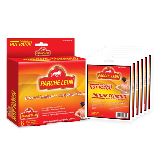 [BRSWYZT3PNYGECLF] Parche Leon Pain Relief Patches, 6 Heat Patches - Back Heat Patch with Camphor, Capsaicin and Menthol - Topical Analgesic for Back Pain, Muscle & Joint Support, External Use Only