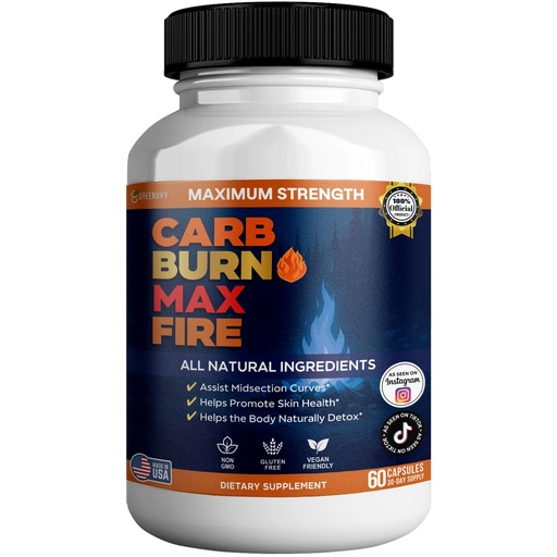 [BRSREHANBMOWOAD4] Carb Burn Max Fire, Advanced Metabolism Support and Weight Management Supplement, 60 Capsules