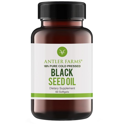 [BRSROGQTC4BWEDLK] Antler Farms - Black Seed Oil Softgel Capsules -100% Pure, Virgin, Cold-Pressed 60 Softgels, 500mg – 2% Thymoquinone, Turkish Black Cumin Nigella Sativa Seed Oil