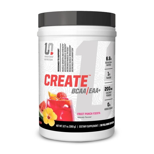 [BRSRAZYLBEIAK3DL] Undefined Nutrition Create BCAA/EAA+ by Brian Shaw -Muscle Recovery & Endurance, 6.8g BCAA/EAA Matrix -Full Spectrum BCAA + Essential Amino Acids Supplement – 30 Servings (127 oz, Fruit Punch Fiesta)