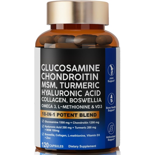 [BRSRGBQYOUNQYADX] Joint Health Supplement for Mobility & Flexibility - Glucosamine Chondroitin MSM Turmeric Complex, Joint Supplements for Women and Men 120 Capsules Dietary Supplement