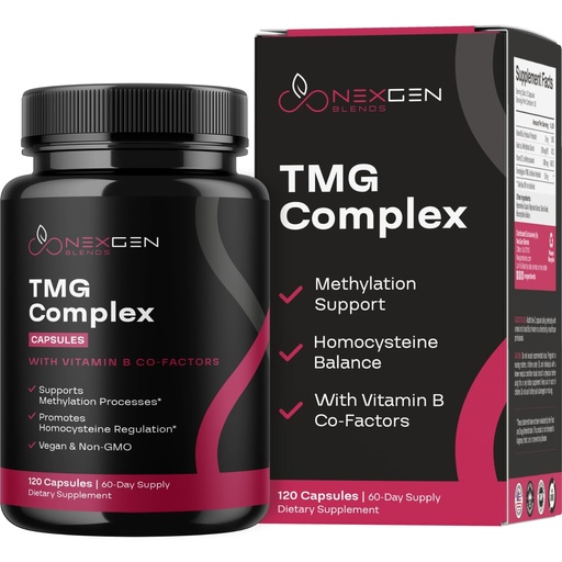 [BRSRAZIECIIQME3P] TMG Trimethylglycine Supplement with Methyl B Complex - 500mg Betaine TMG Supplement with Methylated Vitamin B Co Factors for Homocysteine Heart & Liver Support - Vegan & Non-GMO (2 Month Supply)