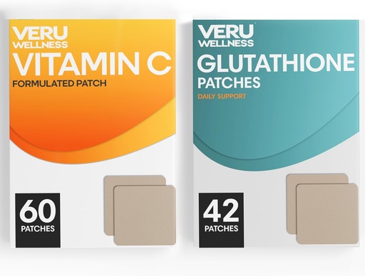 [BRSRAZY3B5YREETV] Veru Wellness Antioxidant Power Duo Lifestyle Patches C, Glutathione - Self Adhesive Time Release Topical Patch, 8-10 Hours (42 Day Supply)