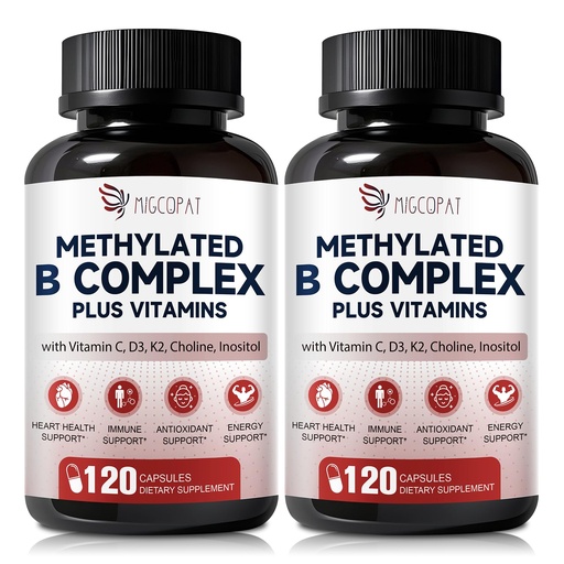 [BRSREEIQAR5AO23P] Migcopat 17-in-1 Methylated B Complex, 258,150 mcg Multivitamins, B12 Methylcobalamin, Methylfolate,Vitamin C, Vitamin D3 K2, CoQ10, Biotin, TMG, Methylated Multivitamin for Energy, Brain-240 Capsules