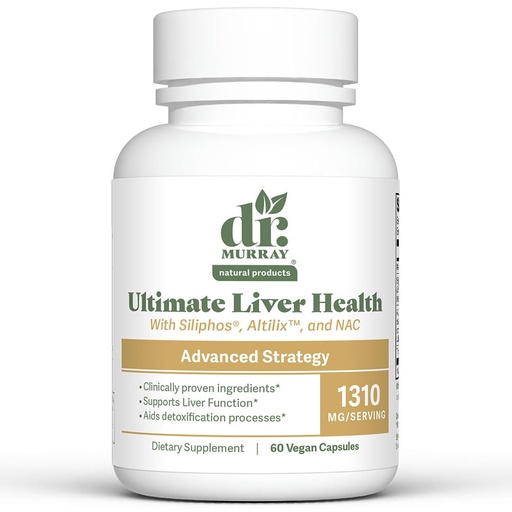[BRSRGBAFBUFB4GT6] Dr. Murray's Ultimate Liver Health Supplement with NAC, Siliphos Milk Thistle & Artichoke Extract - Supports Detox, Antioxidant Defense & Lipid Metabolism | Vegan | 60 Capsules