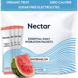 Nectar Hydration Packets - Electrolytes Powder Packets - No Sugar or Calories - Organic Fruit Liquid Daily IV Electrolytes Powder for Dehydration Relief and Rehydration (Watermelon 30 Pack)