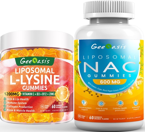 [BRSREFABOYHAEG3B] Liposomal L-lysine & NAC Gummies, Lysine Chewable & NAC Supplement for Kids & Adults, Immune Support