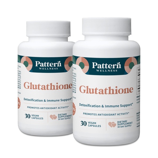 [BRSRGZDYA4IWEETH] Pattern Wellness Glutathione Supplement - Active Reduced Glutathione Formula with Added Vitamin C - Cell, Antioxidant, + Immune Health Support - 60 Vegan Capsules