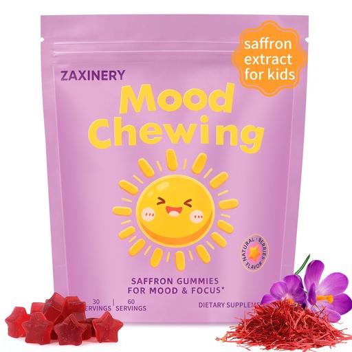 [BRSRGAIDBACQ2GQV] Saffron Gummies for Kids | Supports Mood, Calm & Focus | Saffron Extract Supplement with Passion Flower, St. John’s Wort & GABA | Mood Gummies, Sugar-Free, Vegan, Gluten-Free, Non-GMO (60 Gummies)