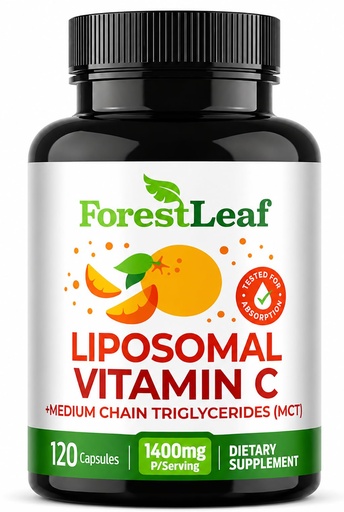 [BRSWY2QQAR5A2C3B] ForestLeaf Liposomal Vitamin C 1400mg Capsules | High Dose Vitamin C Liposomal Supplement w Coconut Oil Fatty Acids | Fast Absorption | Immune Support, Antioxidant, Collagen Production | 120 Vegan Cap