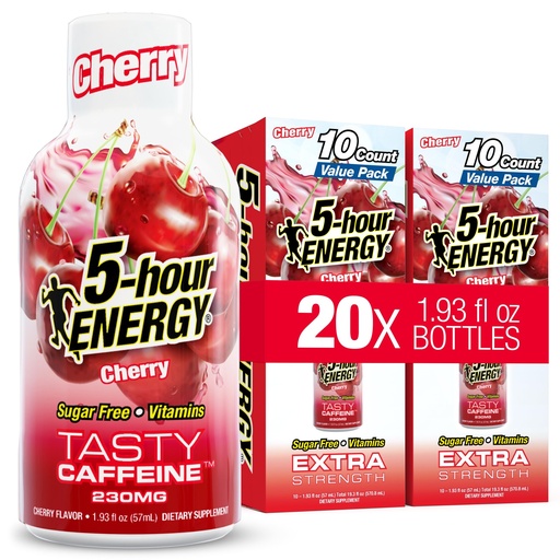 [BRSRE2YBBUNBQ3L5] 5-hour ENERGY CHERRY Flavor, 20 Count, 1.93 Fl Oz Energy Shot, Extra Strength, Amino Acids, B Vitamins, Sugar Free and Zero Calories