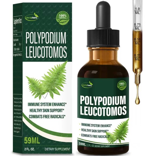 [BRSROAACC4JRGGQ7] Polypodium leucotomos Immune Support Drops, Herbal Extract Immunity Boost Supplement for Skin Health. Calaguala para Proteger la Piel. 2oz