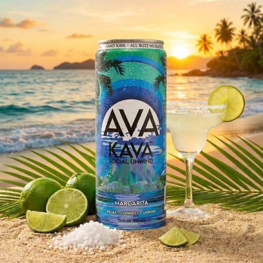 [BRSREAL5AR6WCD3H] AVA Kava | Alcohol-Free Relaxation Drink | Margarita | Fast Acting Nano Kava • Zero Sugar Alcohols • Vegan • Plant Based • No Preservatives • Natural Flavors • Non GMO • Gluten Free | 12oz Cans (6-Pack)