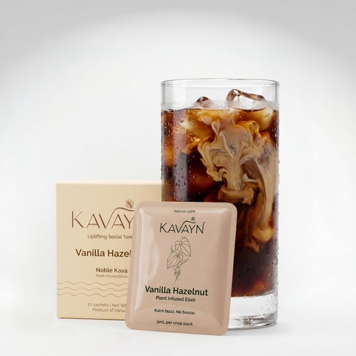 [BRSRGCQ6CACAMF34] | Kava Drink Mix | Non-Alcoholic, Plant-Based | Single Serving sachets | Vanilla Hazelnut | 10 Pack
