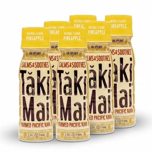[BRSREEIRAF6QMGT3] Taki Mai Pineapple Kava Kava 2.5 oz (6-pack) Shots – Noble Kava Root Drink, Ready to Drink for Stress Support & Relaxation, Fast Acting Herbal Support for Calming Better Sleep and Balanced Mood