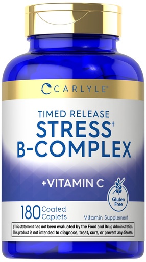 [BRSRMHD7C4NBQYDO] Carlyle Stress B-Complex Vitamin | 180 Vegetarian Caplets | with Vitamin C | Non-GMO & Gluten Free Supplement
