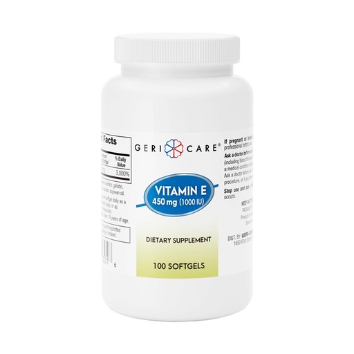 [BRSREA37OZYRED35] GeriCare High-Potency Vitamin E Capsules, 1000 IU for Skin & Immune Support, 450mg Organic Vitamin E for Women and Men, 100 Count (Pack of 1)