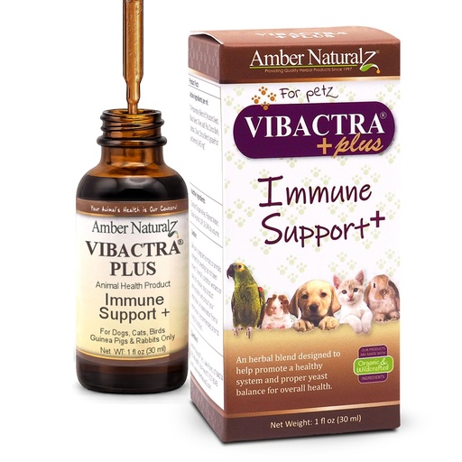 [BRSWIY36OMBA23Y7] Amber NaturalZ Vibactra Plus Herbal Supplement for Dogs, Cats, Birds, Guinea Pigs, and Rabbits | Herbs for Immune Health and Yeast Balance | 1 Fluid Ounce Glass Bottle