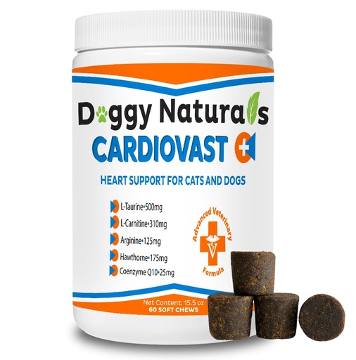[BRSRMY3QPN5REEY4] CardioVast Cardio Support and Cardio Strength Supplement for Dog and Cats, L-Taurine, L-Carnitine, Hawthorn, L Arginine, Coenzyme Q10-Supports Cardiovascular Heart Health - Made in USA - 60 Soft Chew