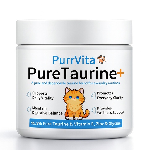 [BRSRGZQOCEIGECY7] PurrVita Taurine for Cats, Taurine Powder Supplement with Vitamin E & Zinc Glycine for Feline Energy & Wellness (Unflavored)