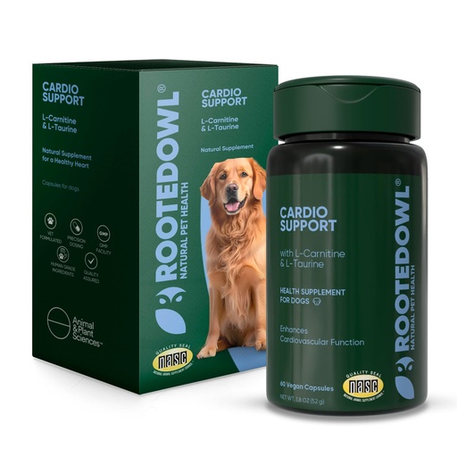 [BRSRAFIHBMDRSEQZ] Rooted Owl® Cardio Support for Dogs - L-Carnitine & Taurine - 60 Vegan Caps