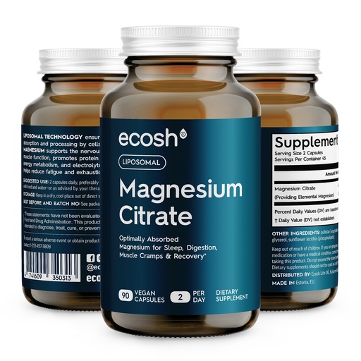 [BRSROEIQOUGQKDLK] Liposomal Magnesium Citrate Capsules — High Absorption Magnesium Supplement for Constipation, Sleep, Muscle Cramps & Recovery | High Potency Mg | Easy to Swallow Veg Capsules | Non-GMO | 90 ct