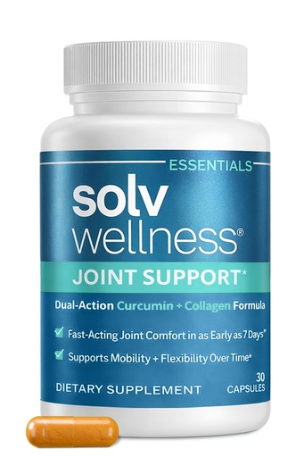 [BRSRGCQ6DICQ2F3P] Solv Wellness Joint Support Supplement, Turmeric Curcumin + Type II Collagen, for Joint Comfort, Mobility & Flexibility, 30 Capsules​