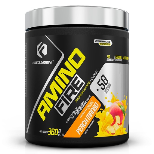 [BRSWGGL5BMAWGD32] Forzagen Amino Fire | Essential Amino Energy Powder for Pre-Workout | BCAA Energy Boost & Muscle Recovery Drink Mix, Enhance Focus & Concentration, Dietary Supplement | Peach Mango, 40 Servings