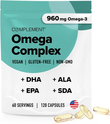 [BRSRMZT2DMNAE2DZ] El complement Vegan Omega 3- 960mg Omega-3 àcids Fatty, DHA, SDA, ALA suplementari - Imne support- 60 Servings, 120 Capslàl