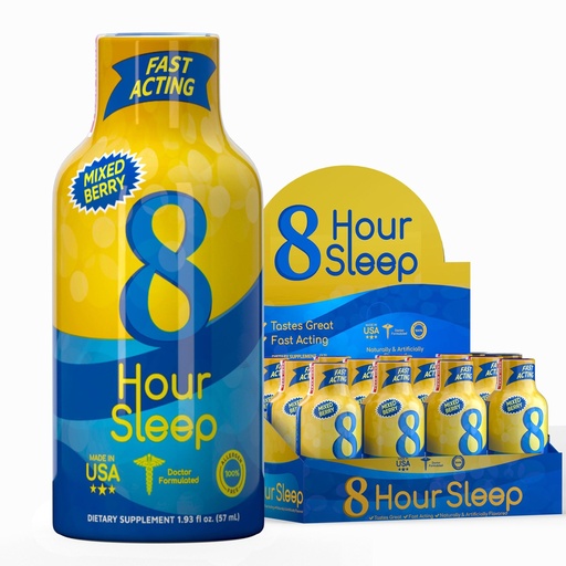 [BRSW2HAECIMQEEYY] Vitamin Energy 8 Hour Sleep Shot Mixed Berry 12 Pack, Melatonin, 5-HTP, GABA, Valerian, Lavender, Nighttime Relaxation & Sleep Support Supplement, Zero Sugar, Vegan, Gluten-Free, Kosher, 1.93 fl oz