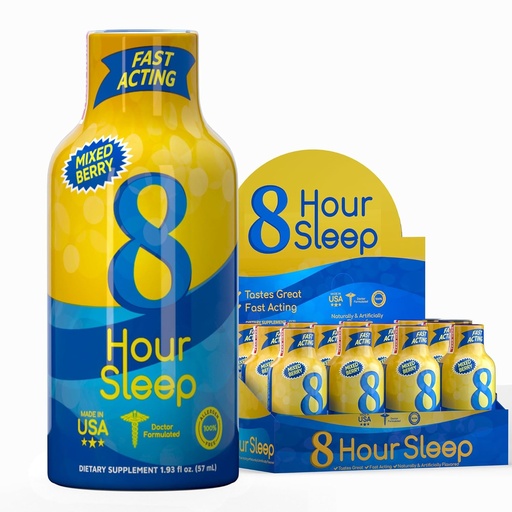 [BRSW2HAECIMQEEYY] Vitamin Energy 8-Hour Sleep Shot Mixed Berry 12 Pack, Melatonin, 5-HTP, GABA, Valerian, Lavender, Sleep Aid Support, Deep Rest & Relaxation, Zero Sugar, Gluten-Free, Vegan, Kosher, 1.93 fl oz